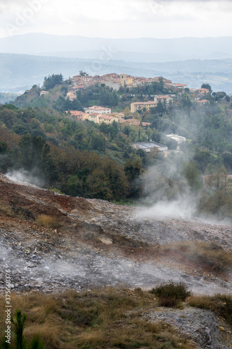 The "Biancane nature park" is an area near the town of Monterotondo Marittimo (Grosseto, Italy). There are several types of geothermal features such as showerheads, steam spills, and fumaroles.