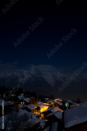 Swiss snowy valley photo