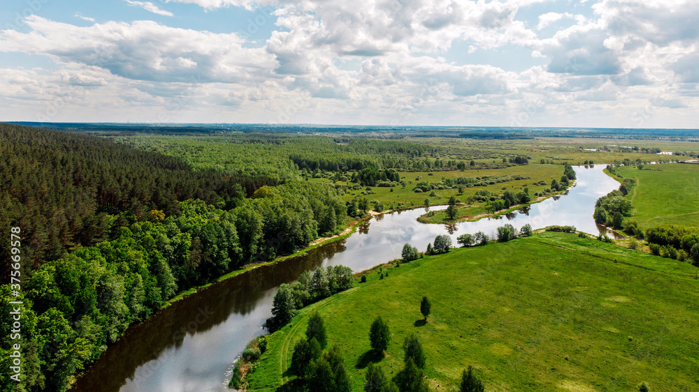 Aerial view of beautiful natural landscape. Tambov, Russia