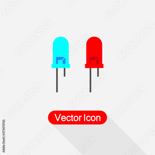 Blue Led Icon, Led Icon, Diod Icon, Light Emitting Diode Icon Vector Illustration Eps10