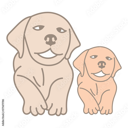 Mother dog and puppies flat color icon for apps or websites