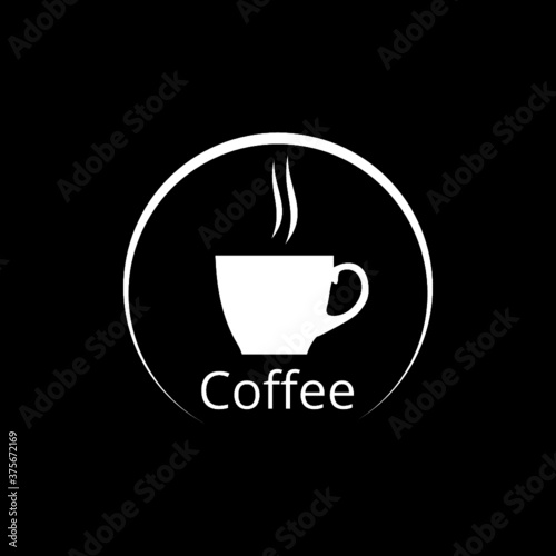 Coffee cup icon design isolated on dark background