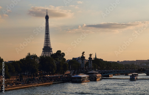 Eiffel tower and the Seine river in Paris, France