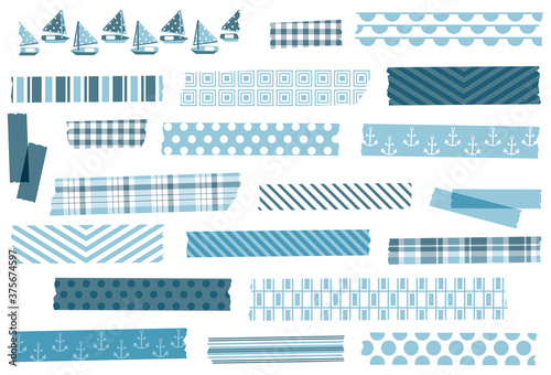 Collection of washi tape strips. EPS file has global colors for easy color changes and semitransparent tape strips.