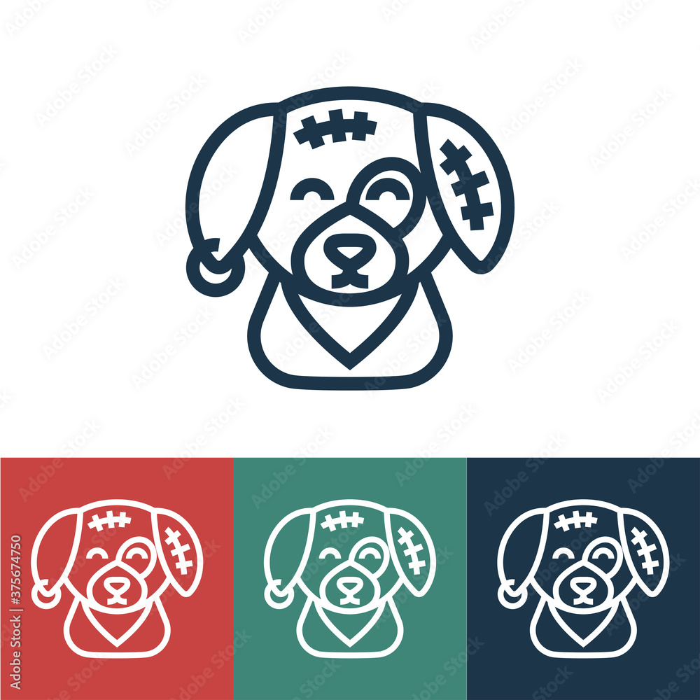 Linear vector icon with stray dog