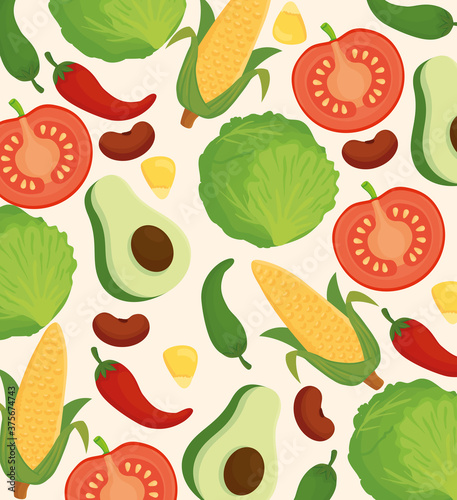 Fototapeta Naklejka Na Ścianę i Meble -  background of fresh and delicious vegetables vector illustration design