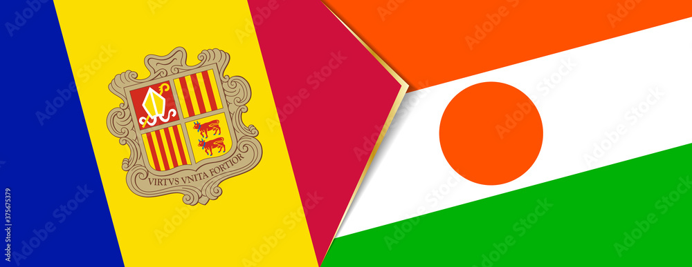 Andorra and Niger flags, two vector flags.