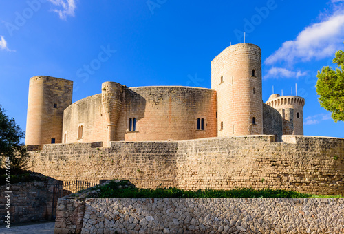 Sightseeing of Mallorca. Bellver Castle - a popular architectural and tourist attraction, Mallorca island, Balearic Islands, Spain