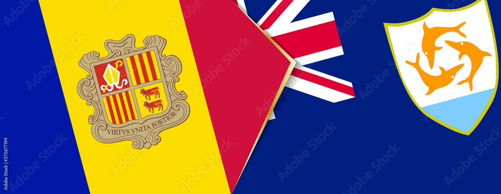 Andorra and Anguilla flags, two vector flags.