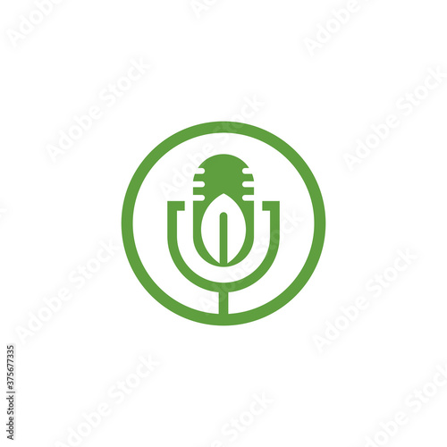 Leaf Microphone Logo Vector