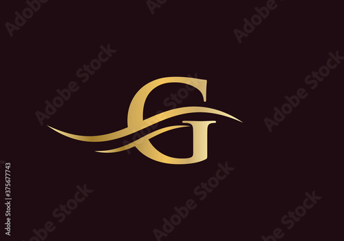 G Letter Linked Logo for business and company identity with gold color