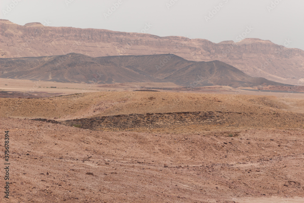 Desert landscape in Big  Ramon crater in Israel.
