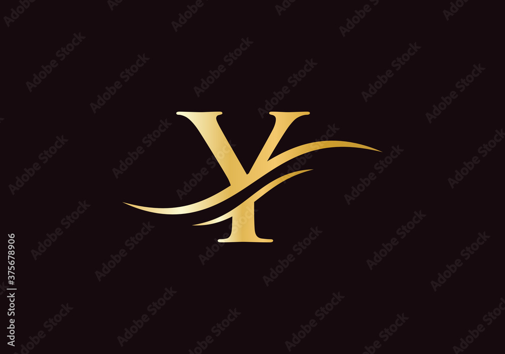 Water Wave Y Logo Vector. Swoosh Letter Y Logo Design for business and