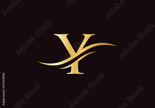 Water Wave Y Logo Vector. Swoosh Letter Y Logo Design for business and company identity. Creative Y letter with luxury concept.