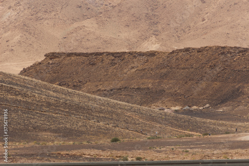 Desert landscape in Big Ramon crater in Israel.