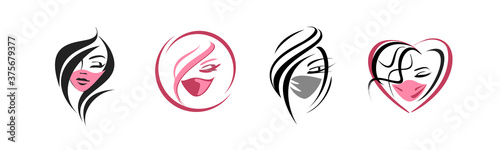 Face girl medina mask. Icon set.