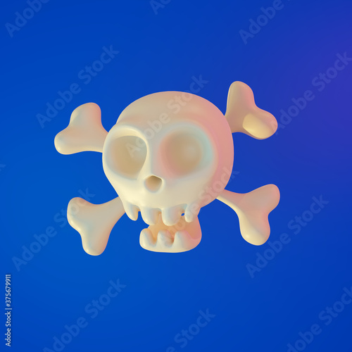 Skull and crossbones. 3d render