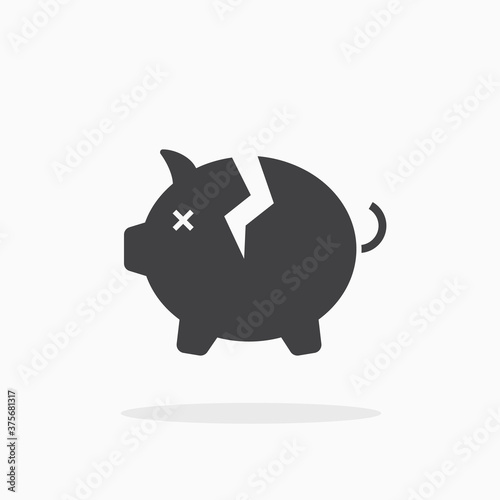 Broken piggy bank icon.