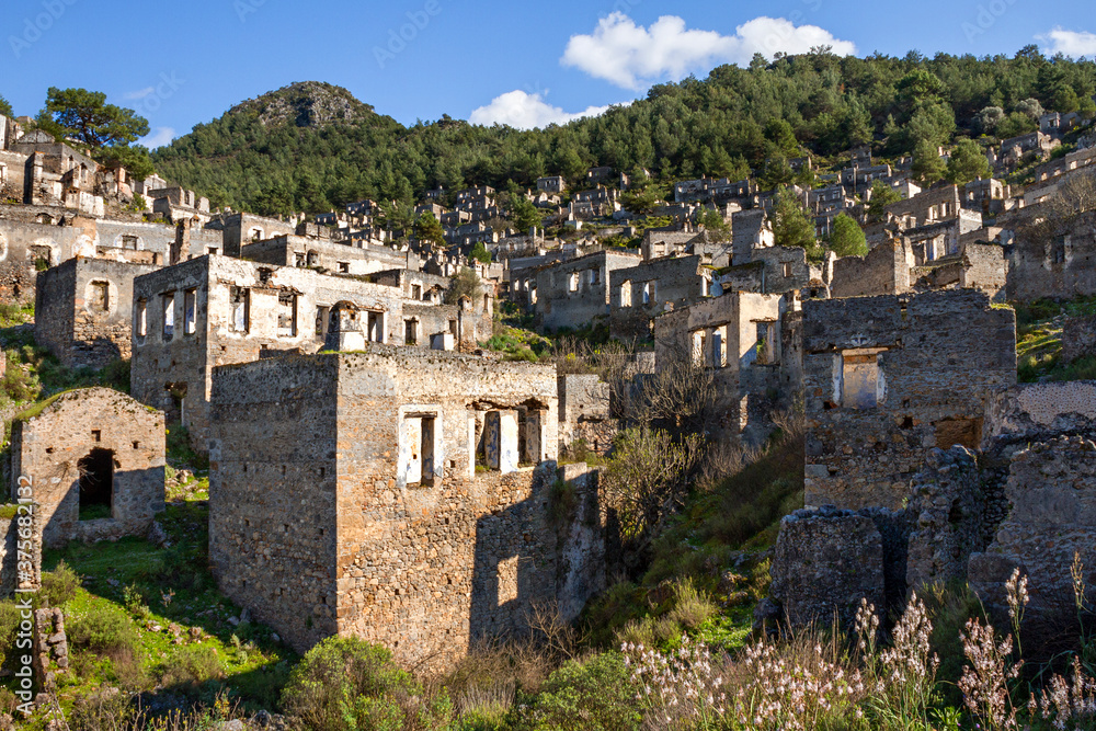 Abandoned houses and ruins of Kayakoy village, Fethiye, Turkey