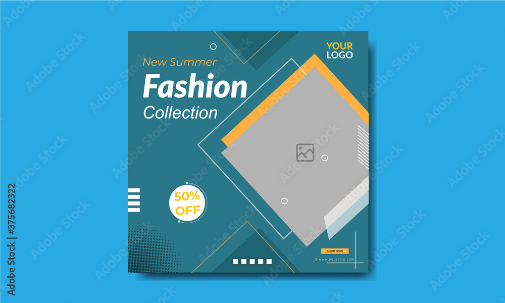 Trendy and new summer fashion sale Instagram banner template design.