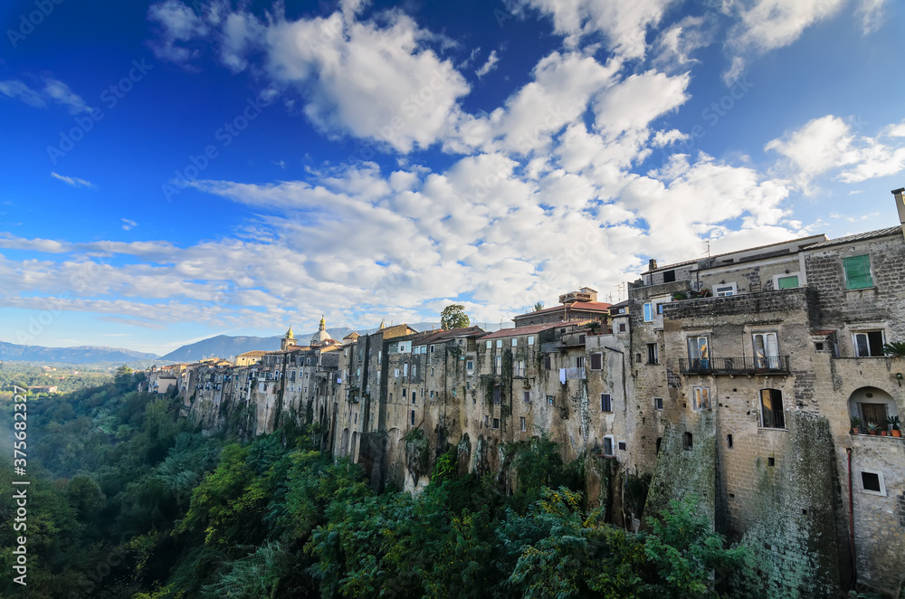Sant'Agata de' Goti. The picturesque medieval town is perched on a sheer bluff high above a river gorge. 