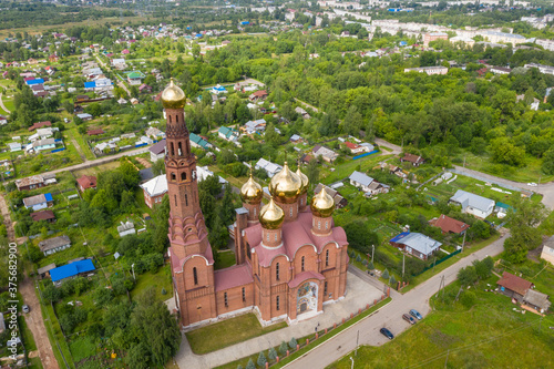 Top view of the Church of the Resurrection of Christ in the city of Vichuga, Ivanovo region, Russia. photo