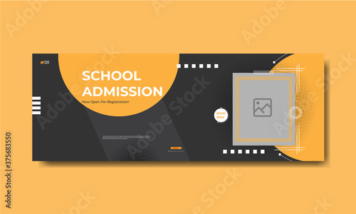 Trendy and stylish school admission social media cover template design