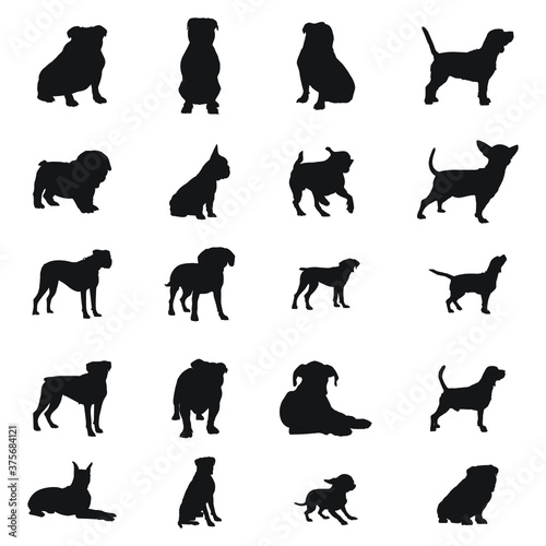 Dog silhouettes set 20 dog