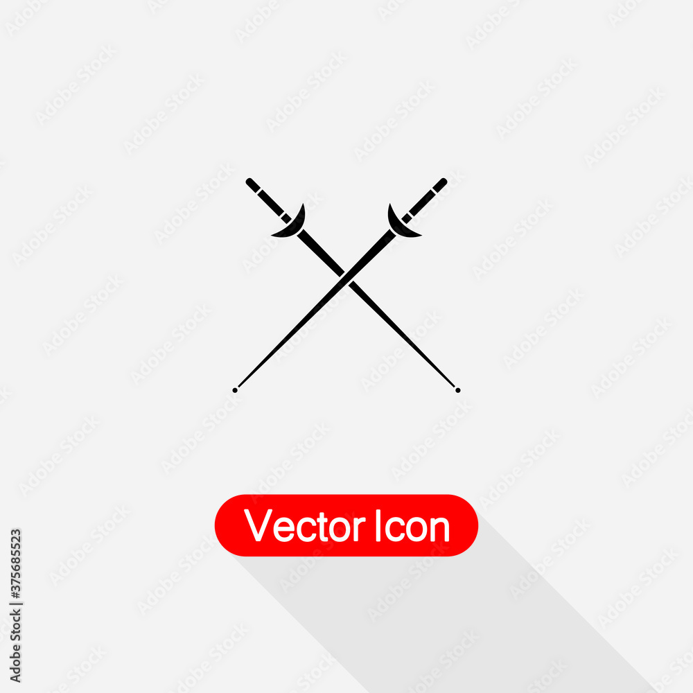 Fototapeta premium Fencing Sport Icon, Fencing Sword Icon,Cross Rapiers Icon Vector Illustration Eps10