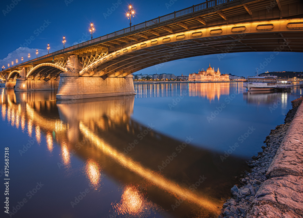 Margaret Bridge in Budapest at night