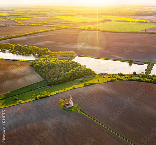 Ruintemple in Somogyvamos, Hungary aerial drone view photo