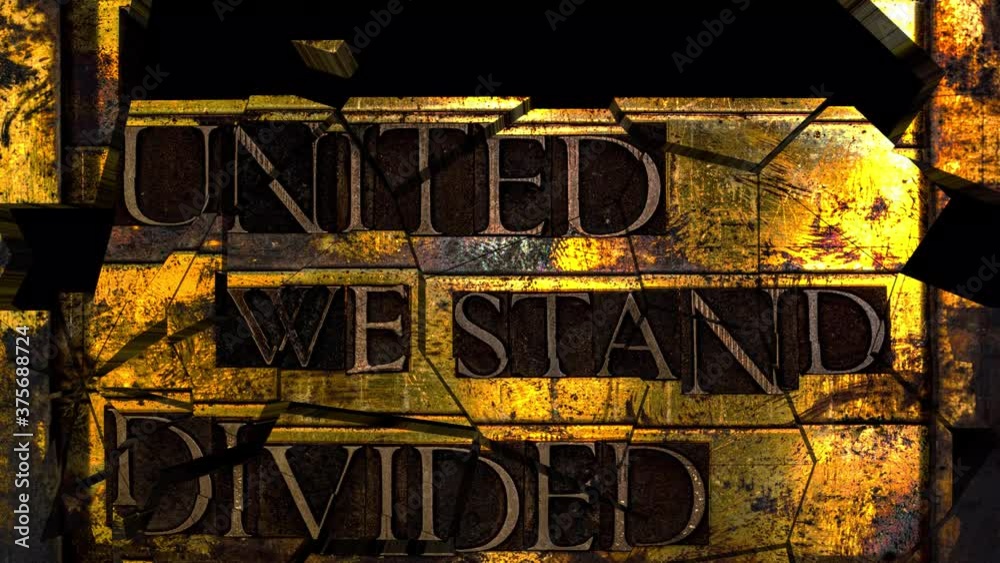 Vidéo Stock United We Stand Divided We Fall text formed with real ...