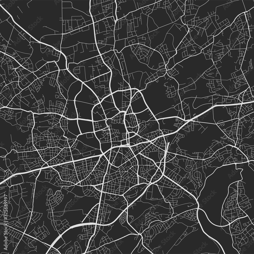 Urban city map of Essen. Vector poster. Grayscale street map.
