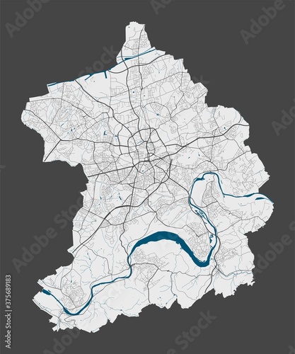 Detailed map of Essen city, Cityscape. Royalty free vector illustration.