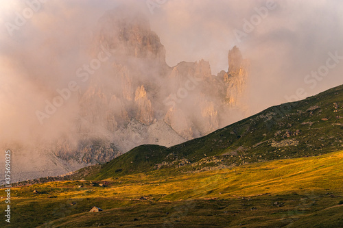 Sunset fog in the mountains - vanoise national park