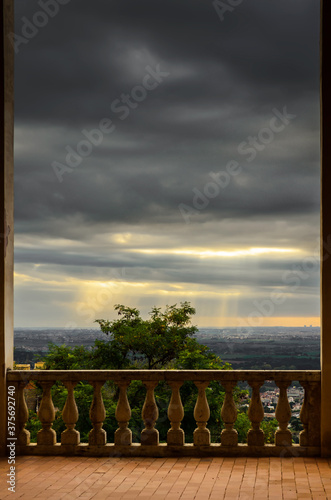 View from the balcony at thunder clouds