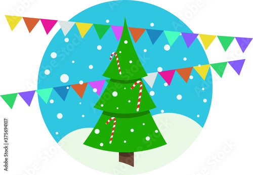 christmas tree with snowflakes illustration