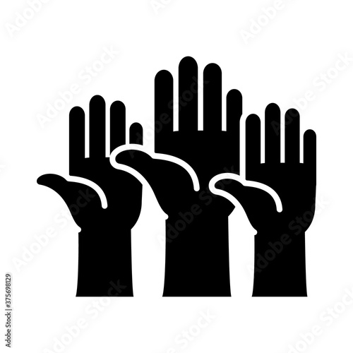 open hands up icon, silhouette style