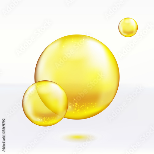 Vitamin oil bubble isolated on white background. 