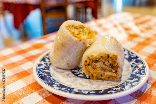 Close up shot of traditional rice ball