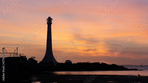 Lighthouse by colorful sunset in St Kilda Melbourne