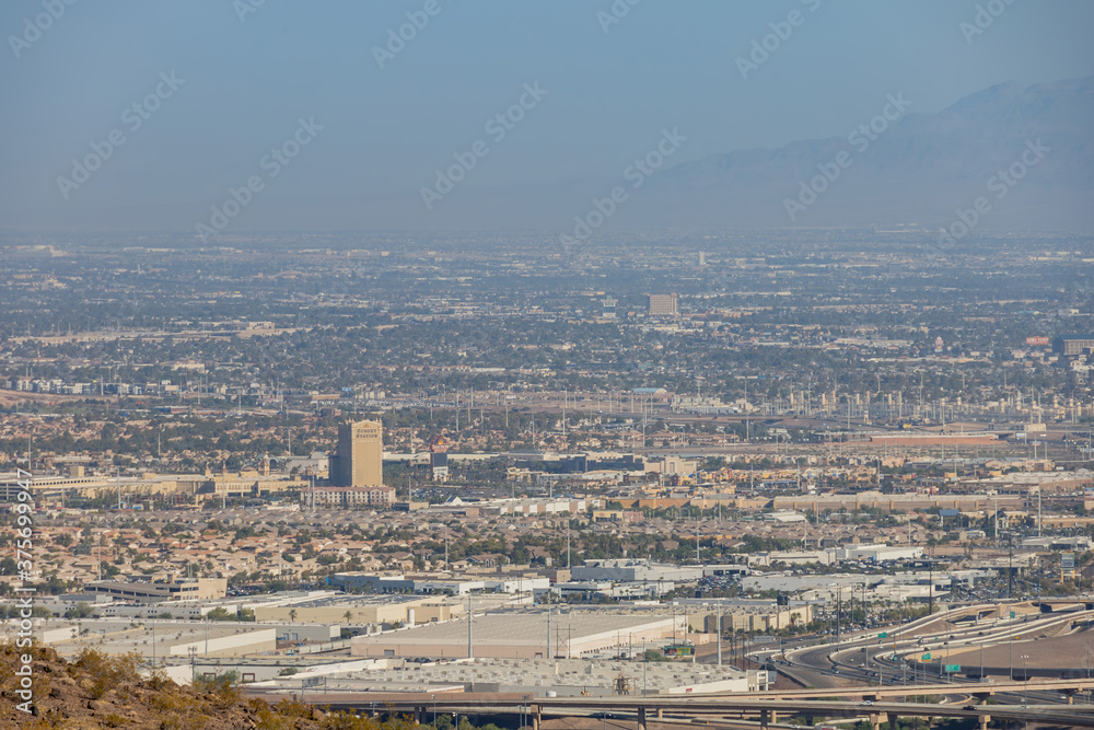 High angle view of Henderson cityscape from the Amargosa Trail