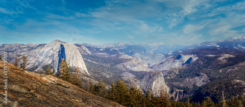 Panoramic view from the Sentinel Dome to the Half Dome, Yellowstone National Park, California