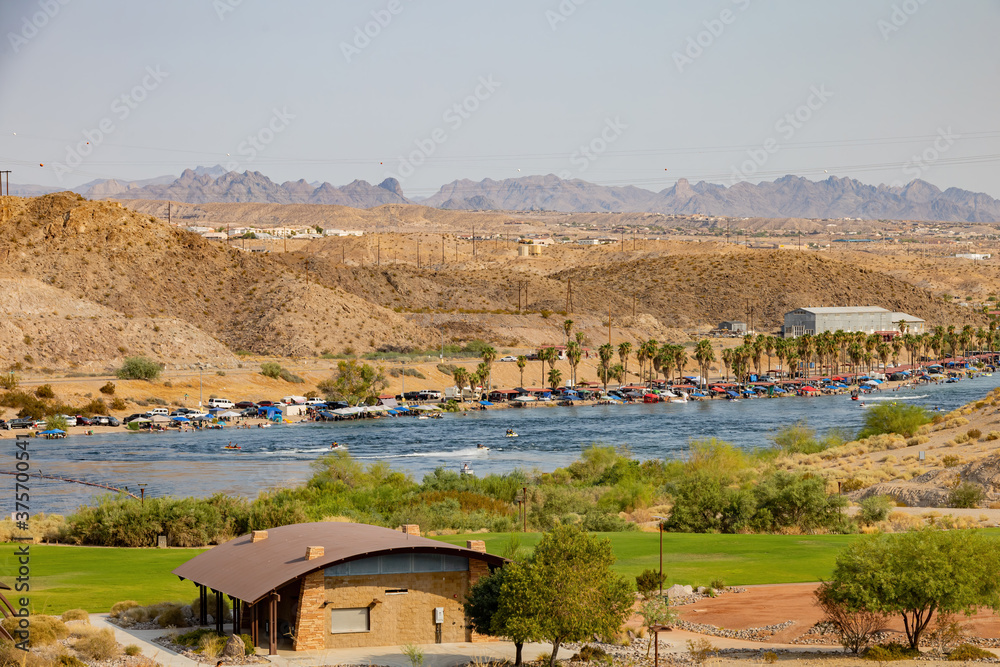 Many people playing water sport at Bullhead City Many people playing water sport at Bullhead City