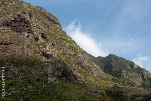 High mountains under blue sky. Sao Vicente, north of Madeira Island. 