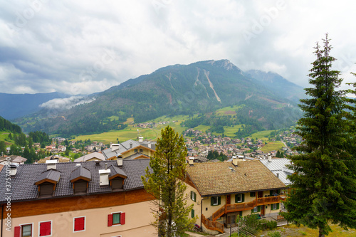 View of Moena, in the Dolomites, at summer