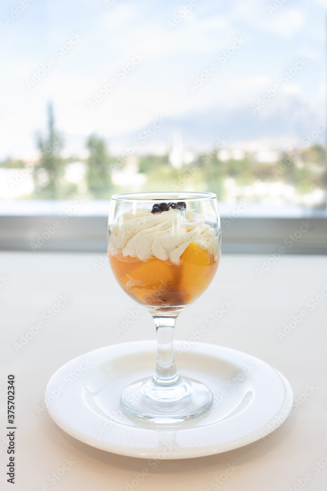 Peach Melba Dessert in a glass