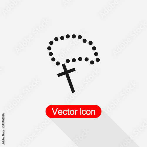 Religious Icon, Cross Icon, Holy Rosary Beads Icon Vector Illustration Eps10