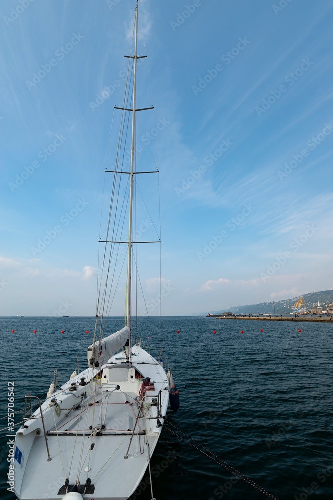Sailing yacht on the shores of the Gulf of Trieste in Italy