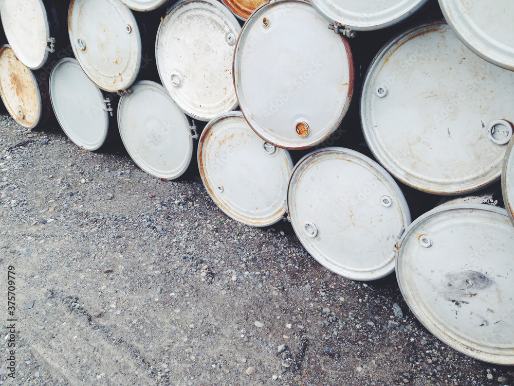 Pile of hazardous waste containers Pile of hazardous waste containers